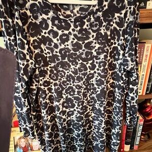 LOGO by Lori Goldstein Black and Gray Leopard Print Tunic